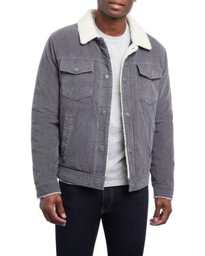 Lucky Brand Corduroy Trucker Jacket with Shearling Lining - Gray