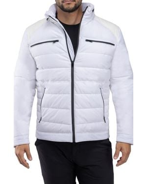 Xray Jeans Faux Leather Trim Puffer Jacket - White