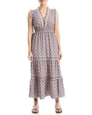 Max Studio Smocked Fit & Flare Maxi Dress - Brown