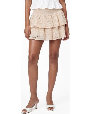 Love By Design Kara Embroidered Eyelet Tiered Miniskirt - Natural