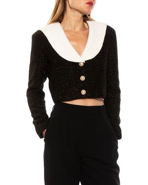 Alexia Admor Clementine Tweed Crop Jacket - Black