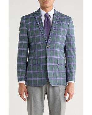 Gino Vitale Slim Fit Plaid Blazer - Blue