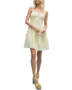 Wishlist Floral Smocked Minidress - Natural