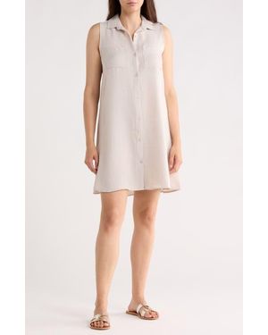 Beach Lunch Lounge Two Pocket Sleeveless Shirtdress - Natural