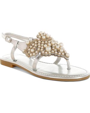 Rag & Co Opazie Faux Pearl Sandal - White