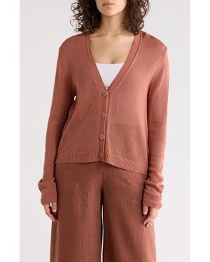 Max Studio V-Neck Cardigan - Orange