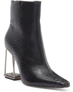 Lady Couture Glam Snakeskin Embossed Boot - Black