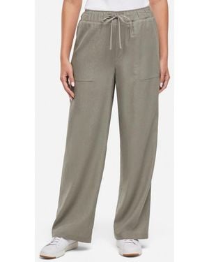 Three Dots Linen Wide Leg Pants - Gray