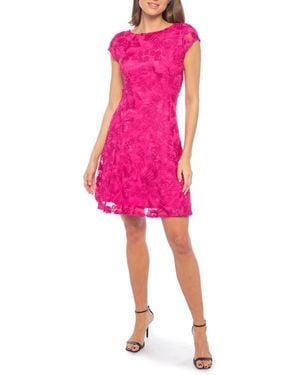 Marina Embroidered Cap Sleeve Fit & Flare Dress - Pink