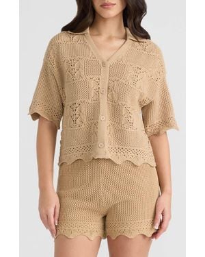 NVLT Open Stitch Button-Up Shirt - Natural