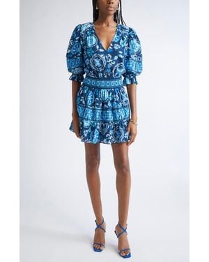Ramy Brook Barbara Puff Sleeve Mini Sundress - Blue