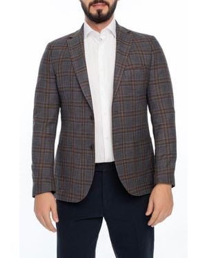 VELLAPAIS Plaid Sport Coat - Gray
