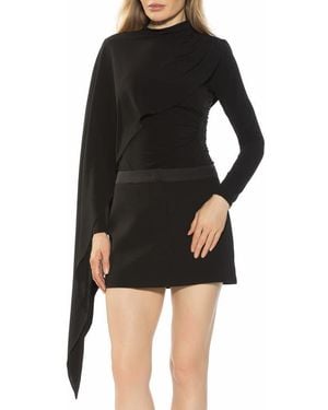 Alexia Admor Ivo Drape Cape Jersey Top - Black