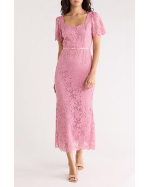 NSR Lace Short Sleeve Maxi Dress - Pink