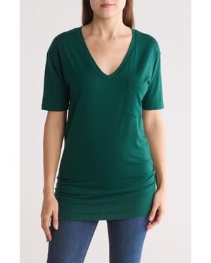 Go Couture Deep V-Neck Boyfriend T-Shirt - Green