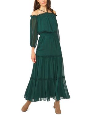 1.STATE Off The Shoulder Tiered Maxi Dress - Green