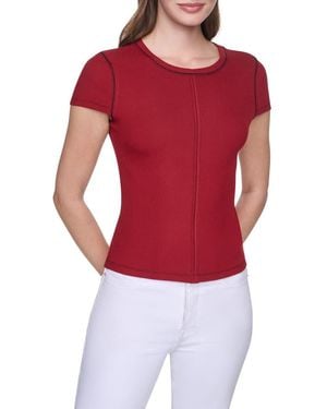 DKNY Short Sleeve Contrast Stitch T-Shirt - Red