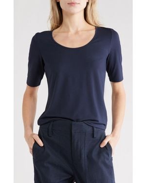 Vince Scoop Neck Elbow Sleeve T-Shirt - Blue