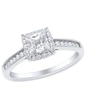 Frankie & Zoe 10K Lab Grown Diamond Halo Ring - Metallic