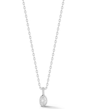 Glaze Jewelry Oval Cubic Zirconia Pendant Necklace - Metallic