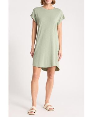 Bella Dahl Roll Sleeve Slub T-Shirt Dress - Green