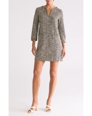Max Studio Tweed Long Sleeve Shift Dress - Multicolor