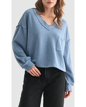 Lush V-Neck Long Sleeve Top - Blue