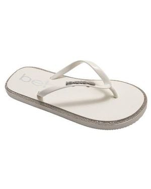 Bebe Rhinestone Flip Flop - White