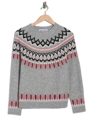 DKNY Fair Isle Crewneck Sweater - Gray