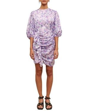 Maje Ruvard Abstract Floral Ruched Minidress - Red