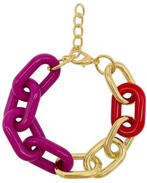 Adornia Oversized Colorful Link Chain Bracelet - Pink