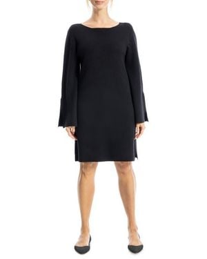 Max Studio Boat Neck Flare Sleeve Sweater Dress - Black