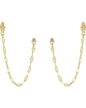 Adornia 14K Plated Double Piercing Chain Earrings - White