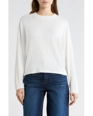 Democracy Textured Knit Dolman Sleeve Top - White