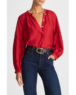 Madewell Shirred Balloon Sleeve Button-Up Top