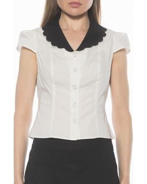 Alexia Admor Gulianna Scallop Collar Button-Up Top - White