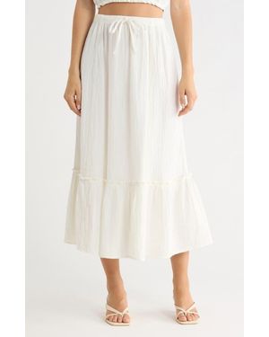 Abound Tiered Cotton Gauze Maxi Skirt - White
