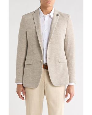 John Varvatos Heathered Knit Two Button Sport Coat - Natural