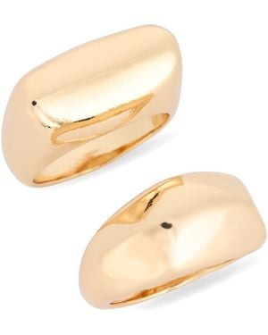 Leith 2-Pack Assorted Signet Rings - Metallic