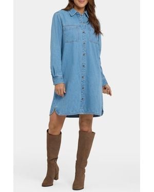 NYDJ Reese Long Sleeve Denim Shirtdress - Blue