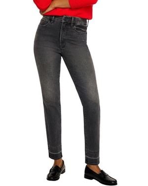 GOOD AMERICAN Good Classic Released Hem High Waist Ankle Slim Straight Leg Jeans - Black