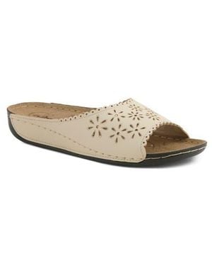 Flexus by Spring Step Rhinestone Lasercut Slide Sandal - Natural