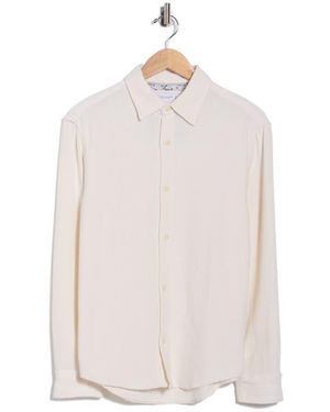 Denim and Flower Relaxed Fit Textured Button-Up Shirt - White
