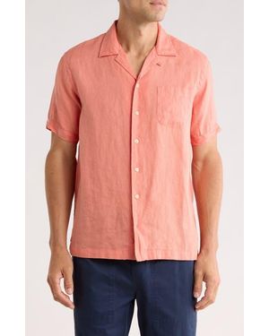 Brooks Brothers Regular Fit Linen Camp Shirt - Pink