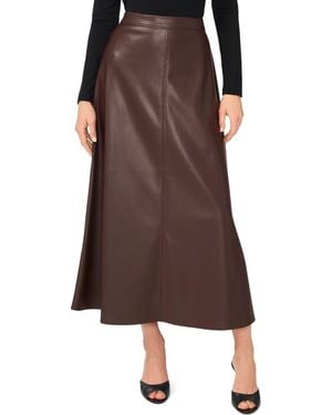 Vince Camuto Faux Leather A-Line Maxi Skirt - Brown
