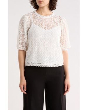Sanctuary Lace Puffed Sleeve Top - Natural