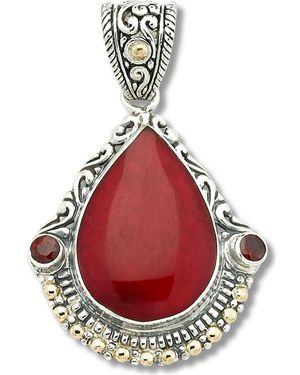 Samuel B. Coral & Garnet Two-Tone Pendant - Red