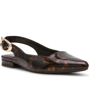 Anne Klein Kalil Faux Leather Slingback Pointed Toe Flat - Brown