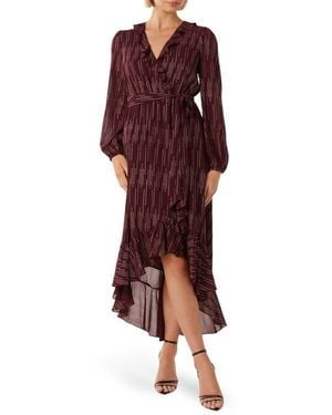 EVER NEW Print Ruffle Tie Waist High-Low Maxi Dress - Red