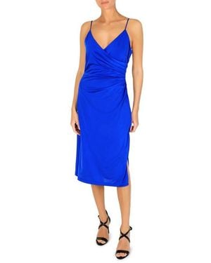 Julia Jordan Ruched Satin Jersey Midi Dress - Blue